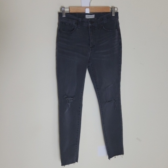 Madewell Gray Skinny Jeans with Distressed Details Size 28P - Picture 1 of 12